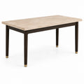 Moderner Esstisch 160 × 80 × 75 cm, Beige/Dunkelbraun/Messingfarben