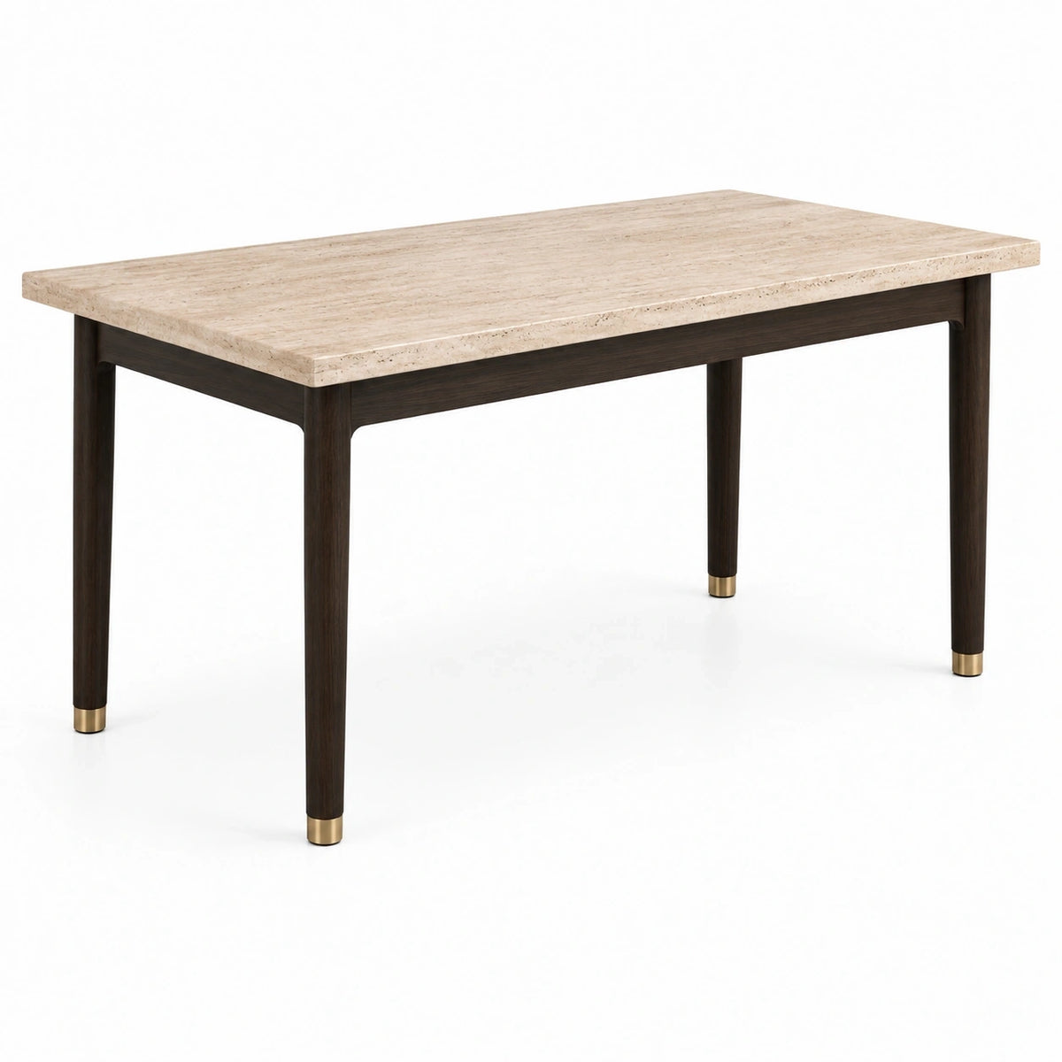 Moderner Esstisch 160 × 80 × 75 cm, Beige/Dunkelbraun/Messingfarben