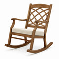 Gepolsterter Holz-Schaukelstuhl in Braun und Beige, 70 × 94 × 112 cm, Landhausstil