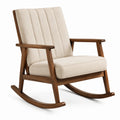 Gepolsterter Schaukelstuhl aus Holz, Beige/Braun, 69 × 89 × 93 cm