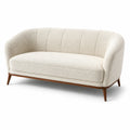 Modernes 2-Sitzer-Sofa mit Bouclé-Bezug in Creme und braunen Holzfüßen, 180 × 85 × 78 cm