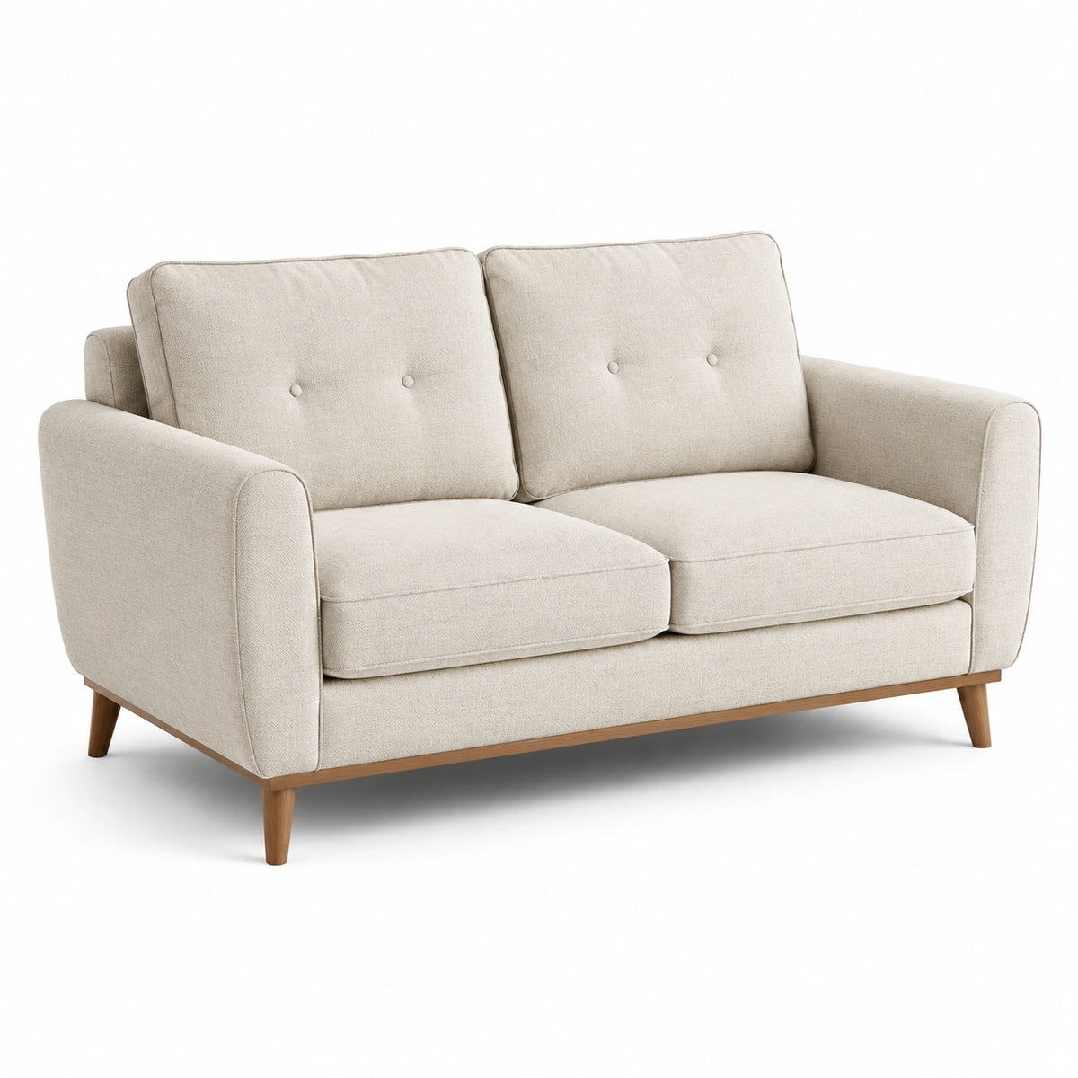 2-Sitzer-Sofa Beige/Braun, 170 × 86 × 84 cm, Stoffbezug, Holzrahmen und Holzfüße