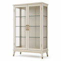 Vitrinenschrank aus Holzwerkstoff und Glas, Cremeweiß/Gold/Transparent, 100 × 40 × 180 cm