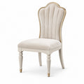 Gepolsterter Esszimmerstuhl in Beige, Creme und Gold, 52 × 58 × 101 cm, klassischer Stil