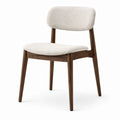 Esszimmerstuhl mit Textilbezug in Beige und dunkelbraunem Holzgestell, 54 × 58 × 79 cm, skandinavischer Stil