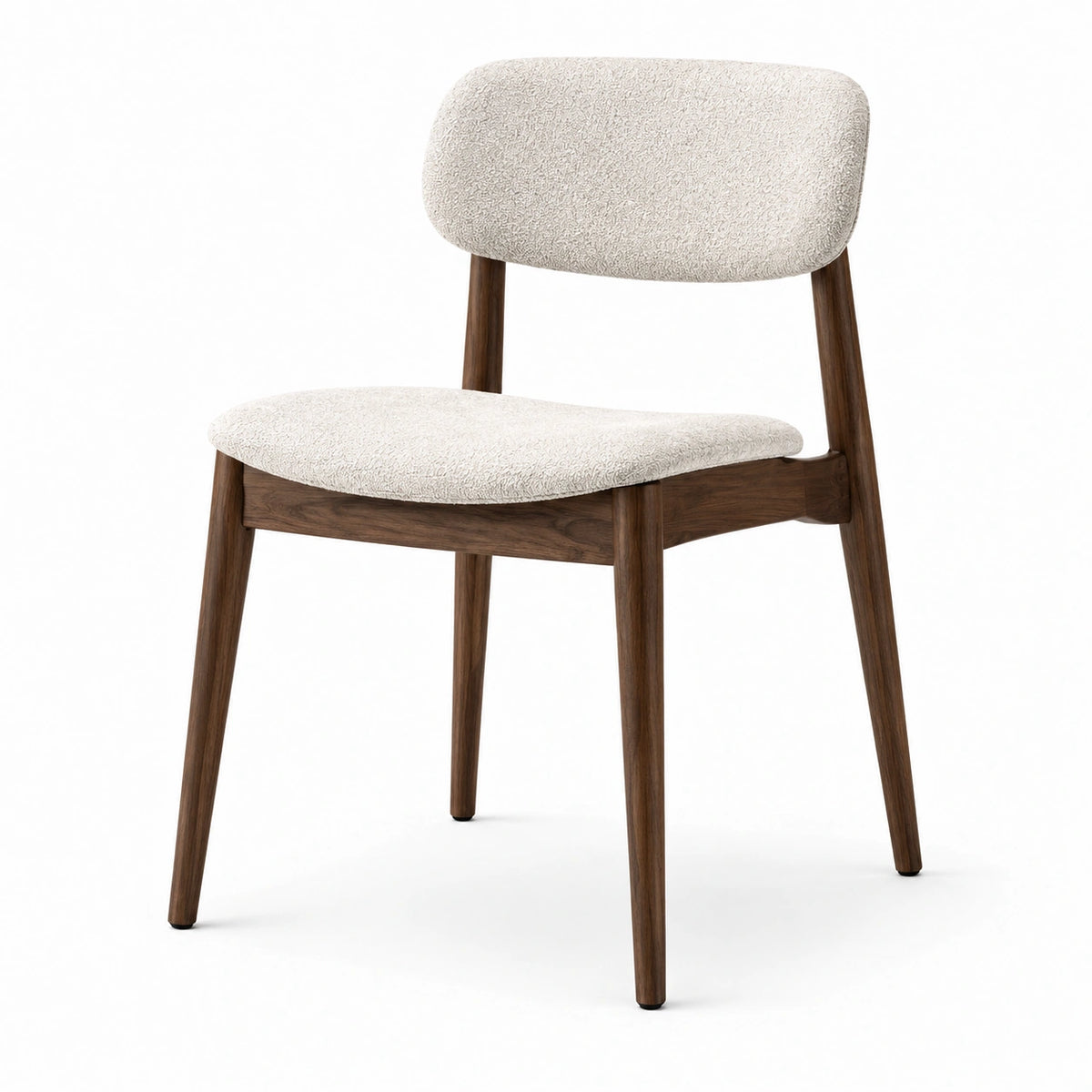 Esszimmerstuhl mit Textilbezug in Beige und dunkelbraunem Holzgestell, 54 × 58 × 79 cm, skandinavischer Stil